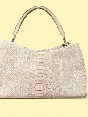 Brahmin Pale Pink Textured Croc-Embossed Top-Handle Crossbody